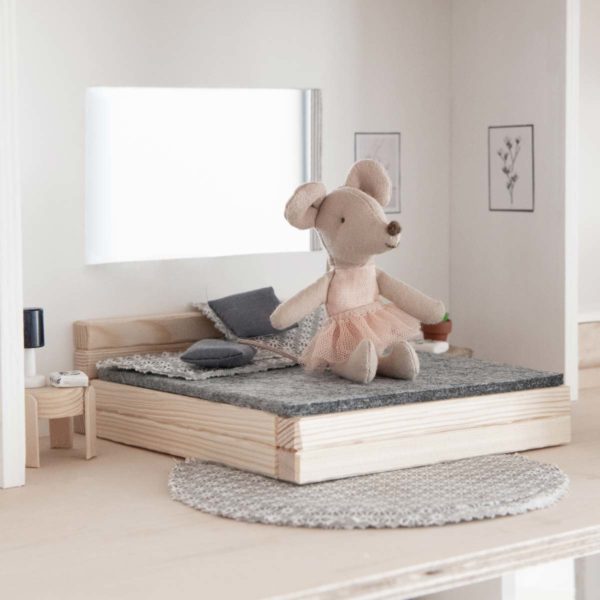 Bastelset Puppenhausmöbel Bett aus Holz